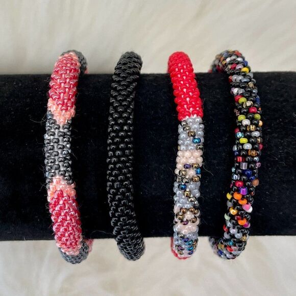 HAND CRAFTED in Nepal Beaded Bracelets (set of 4) #237 - Picture 4 of 4